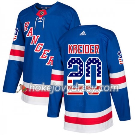 Pánské Hokejový Dres New York Rangers Chris Kreider 20 2017-2018 USA Flag Fashion Modrá Adidas Authentic